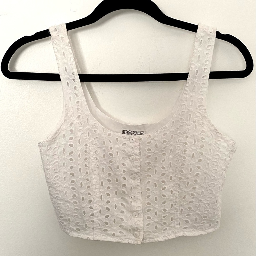 Luca Couture White Eyelet Top